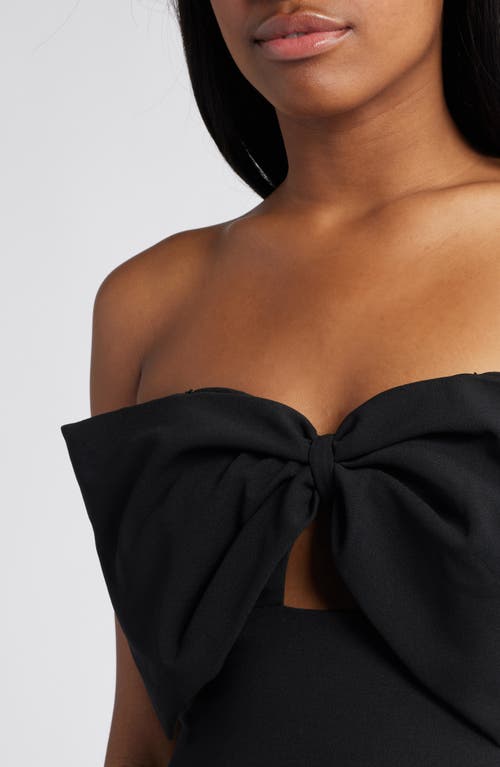 Shop Lulus Coveted Glamour Bow Strapless Sheath Gown In Black