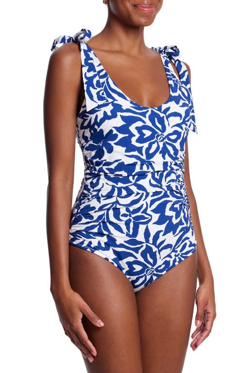 Shop Hanky Panky Scoop One-piece Swimsuit In Poolside Blue Print