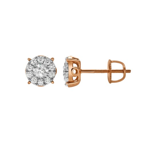 Luvmyjewelry Blazers 14k Gold Diamond Stud Earrings In 14k Rose Gold