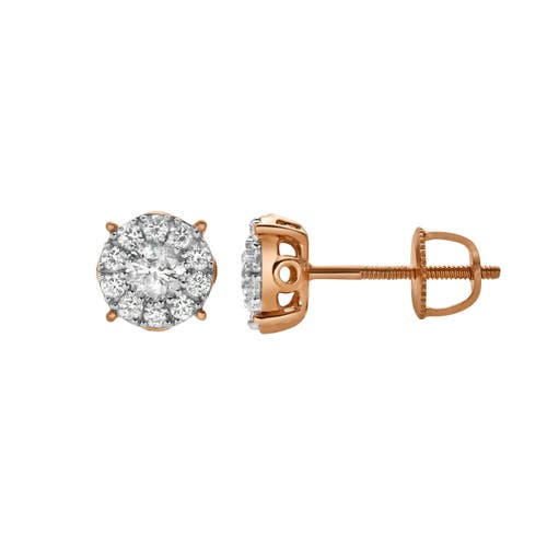 Shop Luvmyjewelry Blazers 14k Gold Diamond Stud Earrings In 14k Rose Gold