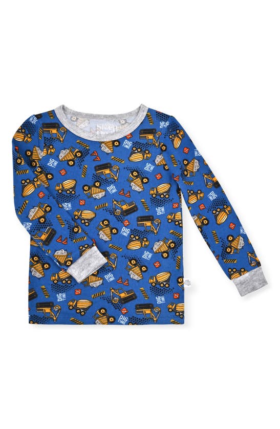 Shop Sleep On It Kids' Tractor Fitted Two-piece Pajamas & Socks Set In Blue