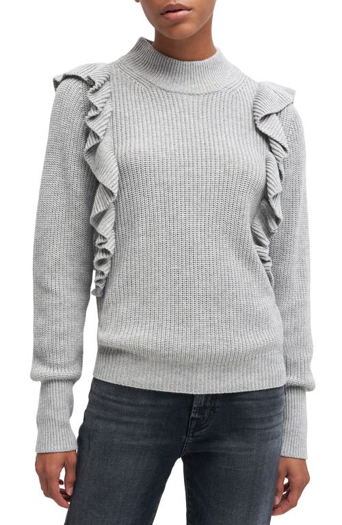 7 For All Mankind Ruffle Mock Neck Sweater Heather Grey at Nordstrom,