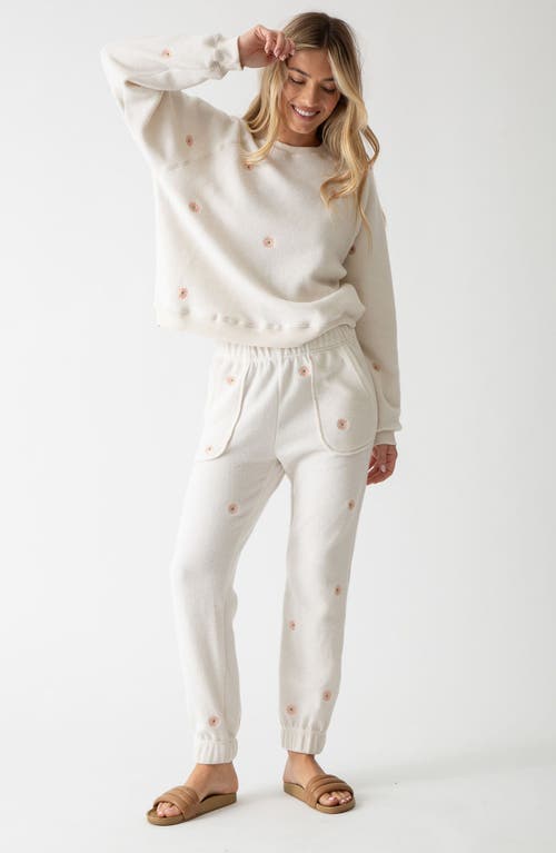 Shop Electric & Rose Daisy Embellished Fleece Sweatshirt In Ivory