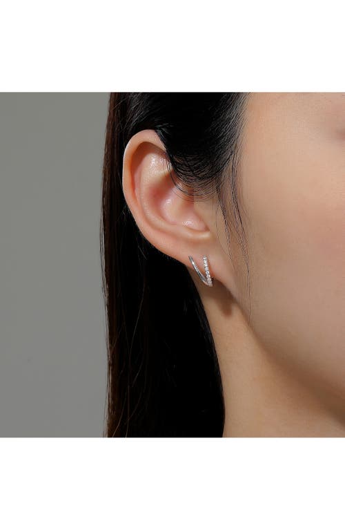 Lafonn A V-shaped Huggie Hoop Earrings In White
