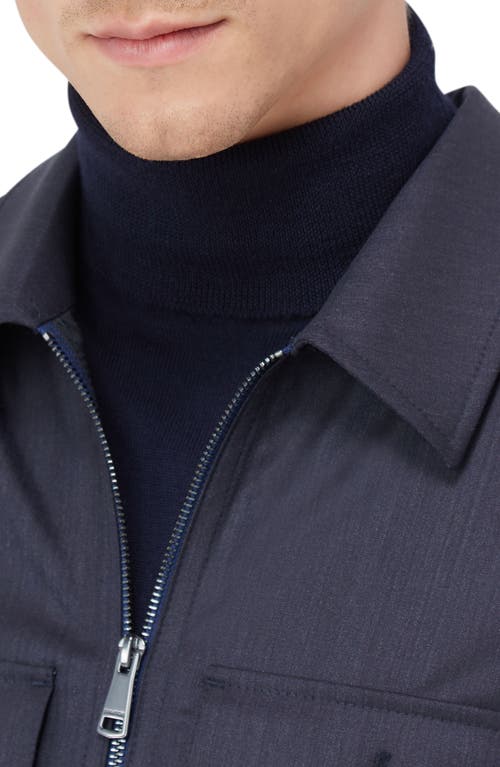 Shop Bugatchi Zip-up Stretch Wool Travel Jacket In Navy