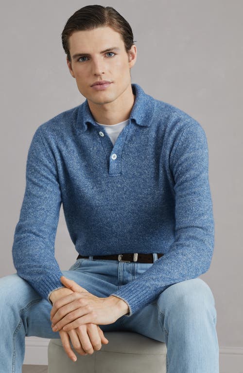 Shop Brunello Cucinelli Knop Yarn Knit Polo In Azure