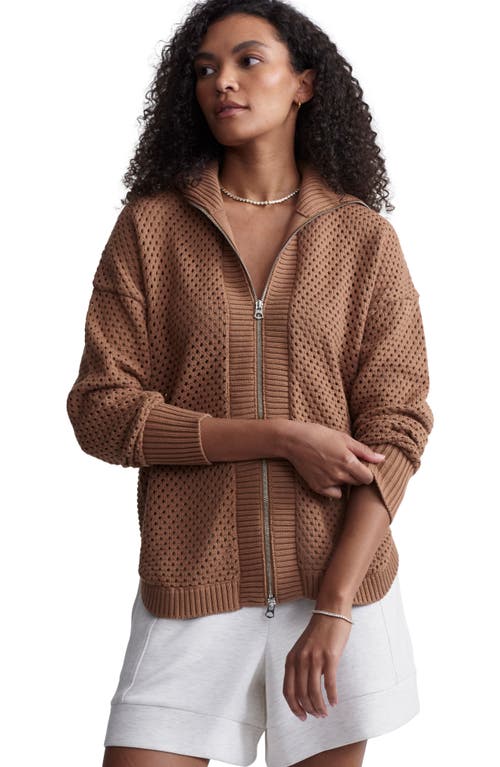 Shop Varley Finn Longline Knit Jacket In Golden Bronze