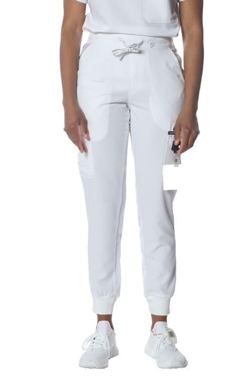 Members Only Valencia Jogger Scrub Pants In White