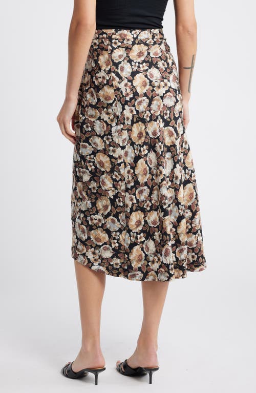 Shop Nation Ltd Belinda Print Button Midi Skirt In Night Floral