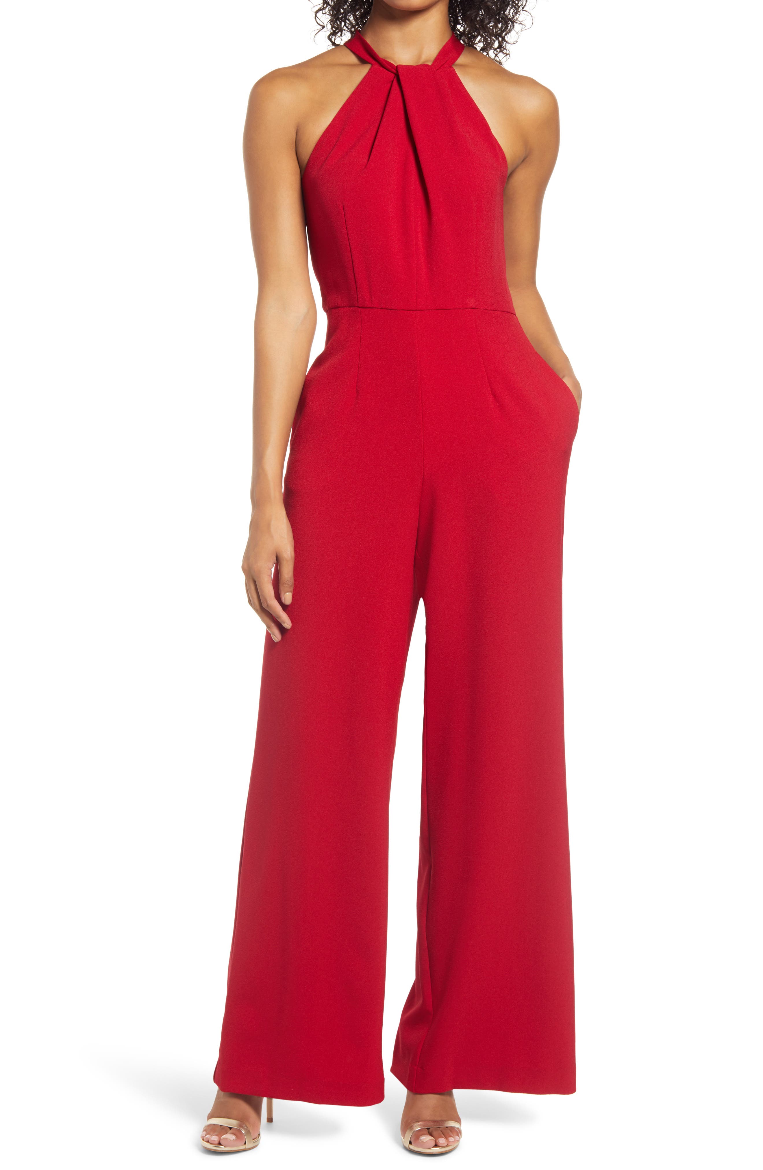 Julia Jordan Halter Neck Jumpsuit In Crimson ModeSens