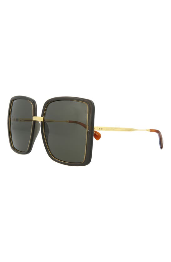 Gucci 60mm Oversize Butterfly Sunglasses In Grey Gold Grey