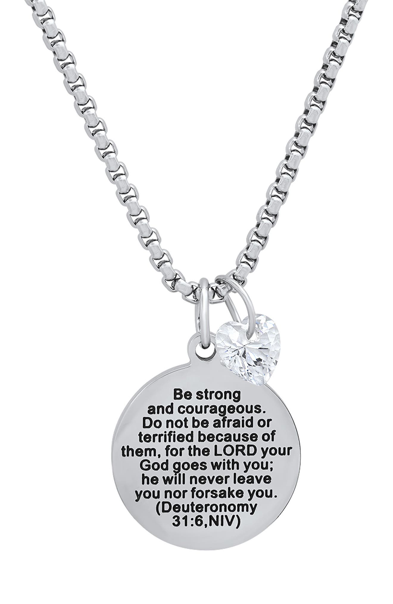 Hmy Jewelry Swarovski Crystal Charm & Stamped Pendant Neckalce In Metallic