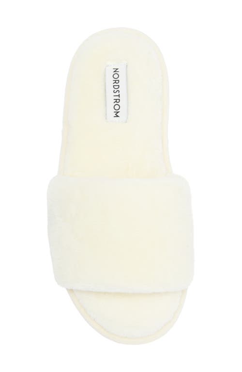 Shop Nordstrom Plush Faux Fur Slipper In Ivory Egret