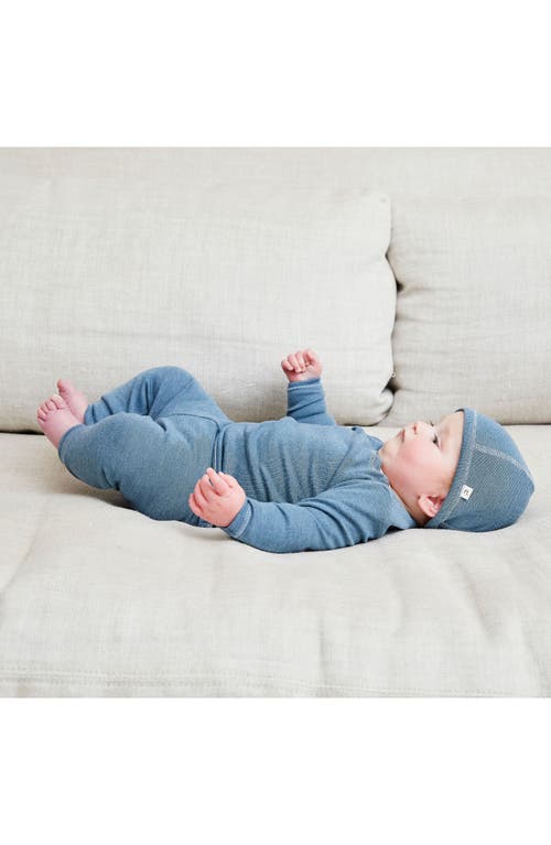 Paigelauren Rib Long Sleeve Top, Leggings & Hat Set In Blue