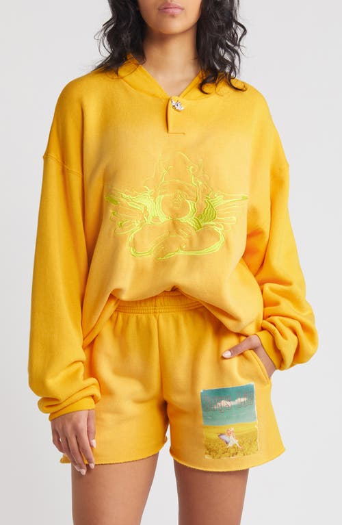 Shop Boys Lie Fool's Gold Embroidered Graphic Sweatshirt In Yellow