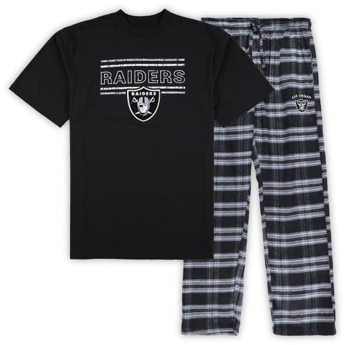 Men's Concepts Sport Black/Silver Las Vegas Raiders Big & Tall Flannel Sleep Set