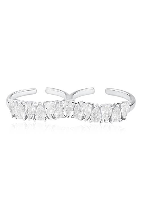 SHYMI Pear Cubic Zirconia Two Finger Ring in Silver at Nordstrom