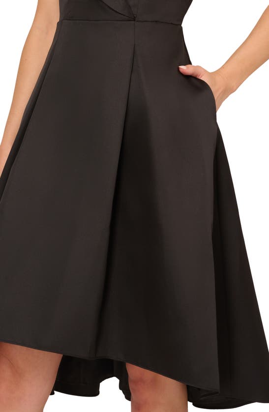 Shop Adrianna Papell Box Pleat High-low Mikado Dress In Black