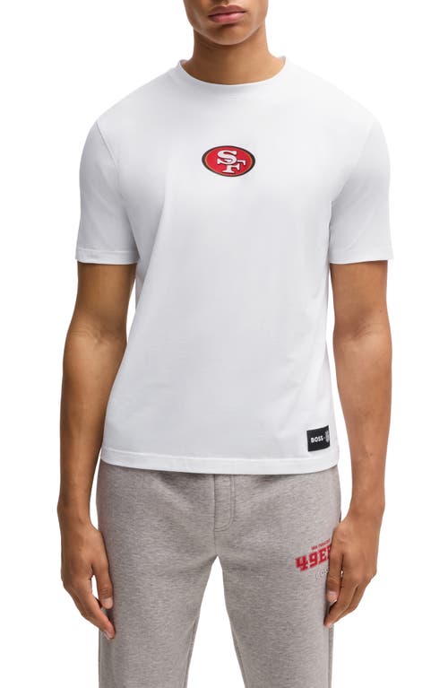 Shop Hugo Boss Boss X Nfl Stretch Cotton Graphic T-shirt In San Francisco 49ers - White