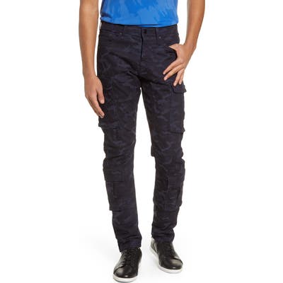 Karl Lagerfeld Paris Slim Fit Camo Print Cargo Pants, Blue
