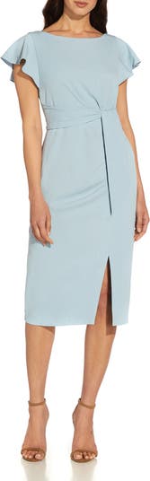 Adrianna Papell Tie Front Crepe Sheath Dress | Nordstrom