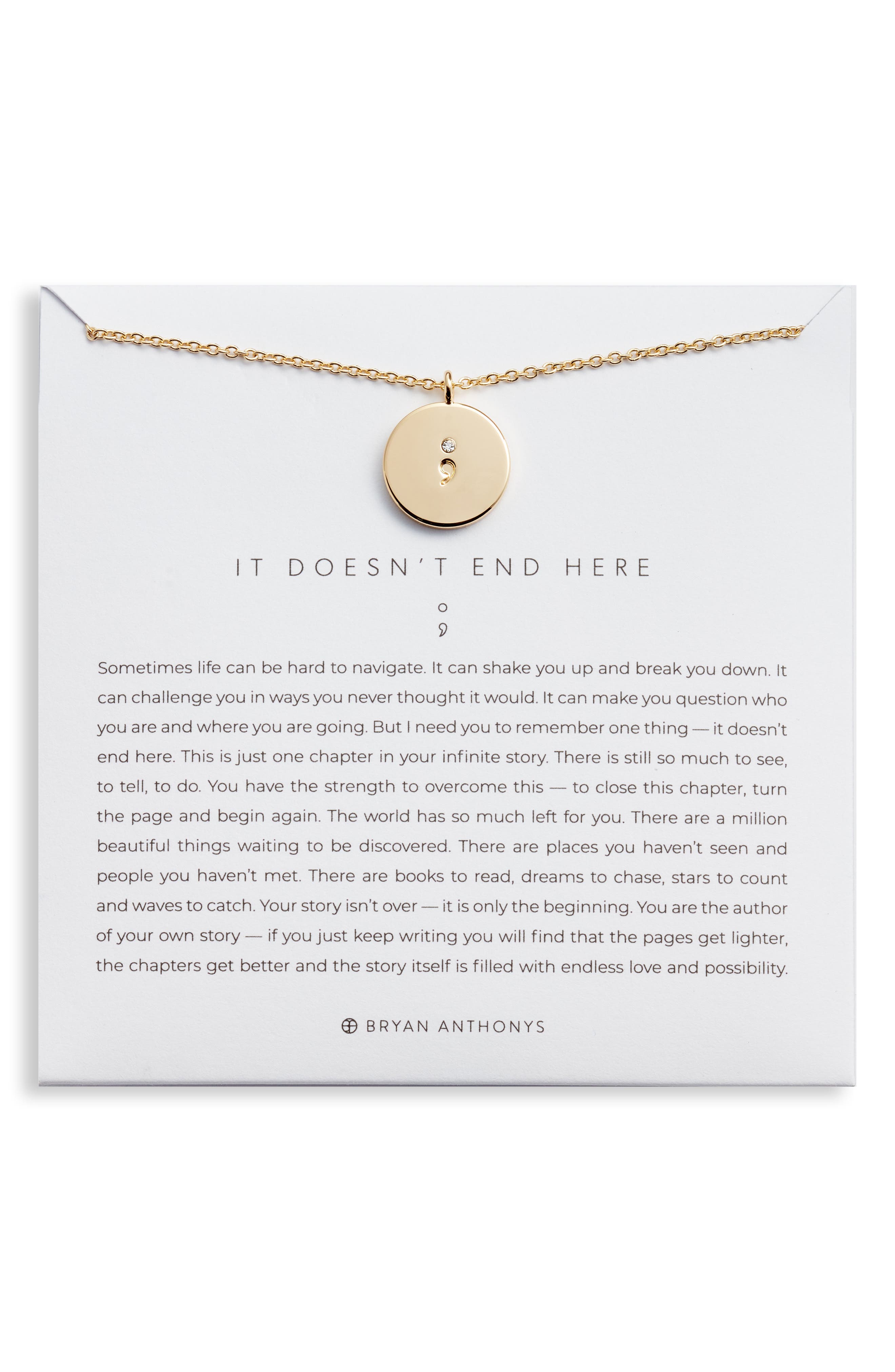 Bryan Anthonys It Doesn't End Here Semicolon Pendant Necklace in Silver at Nordstrom