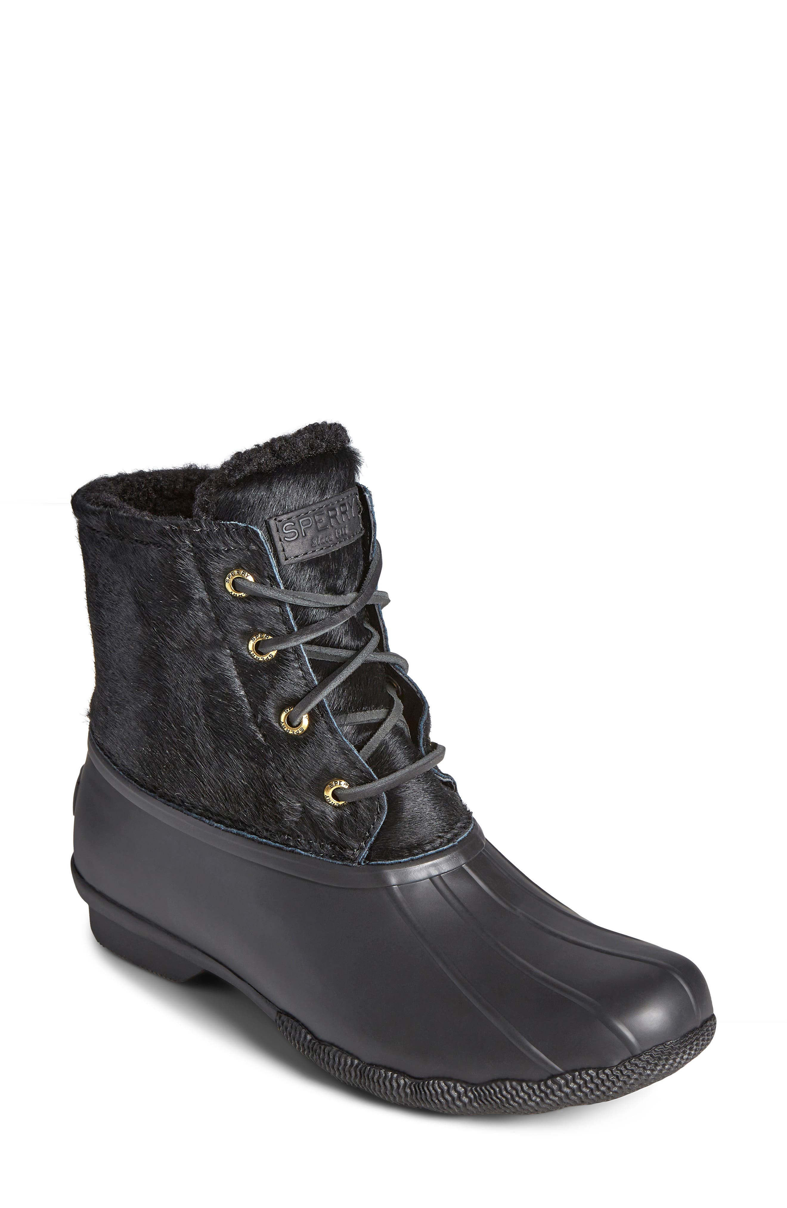 sperry duck boots women black