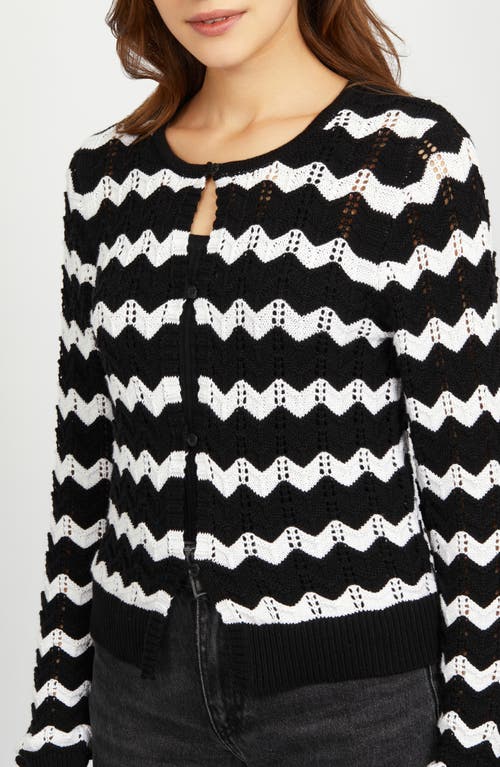 525 Ashley Chevron Stripe Cardigan In Black Multi