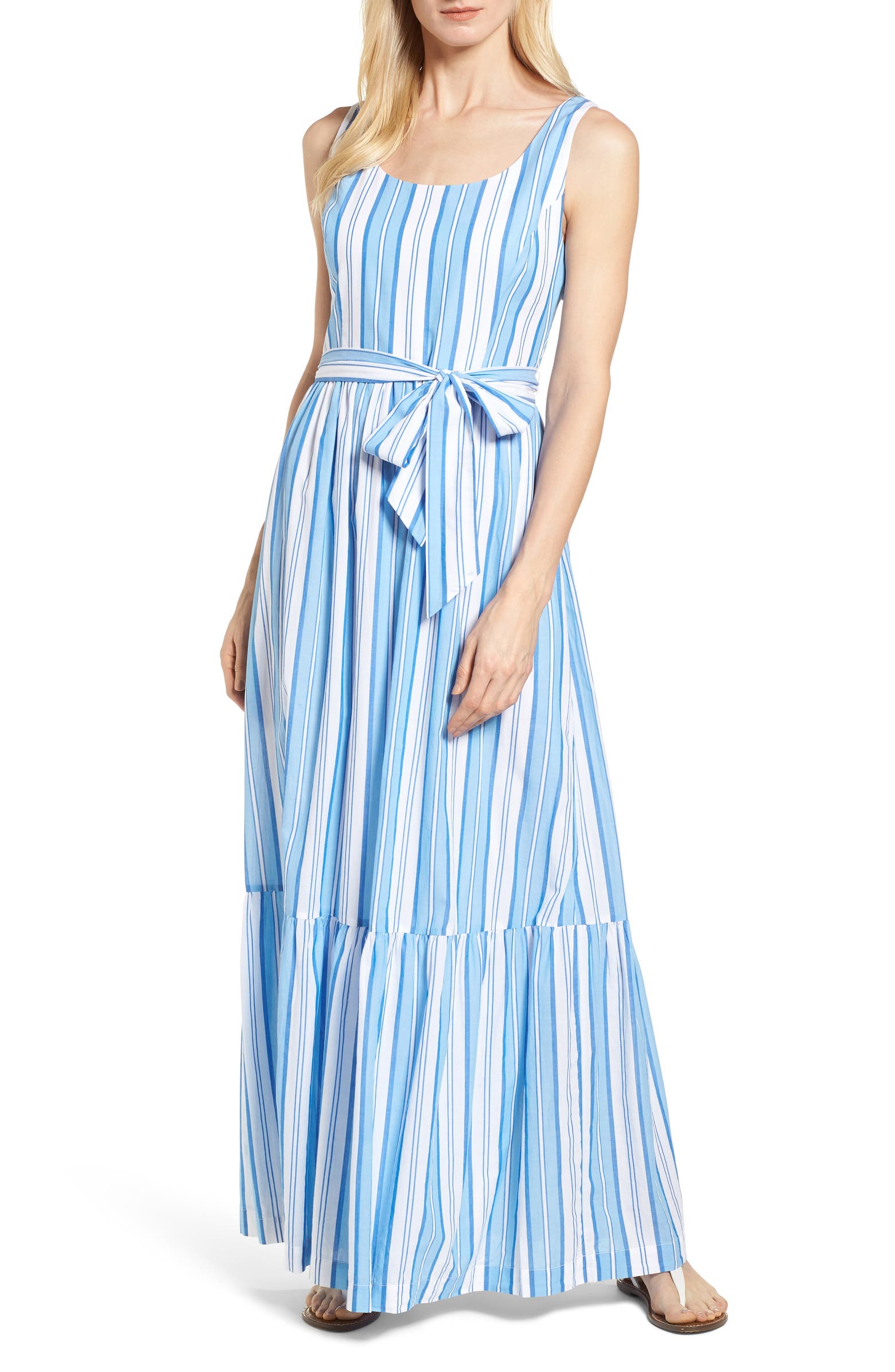 Vineyard Vines Ocean Stripe Tiered Maxi Dress | Nordstrom
