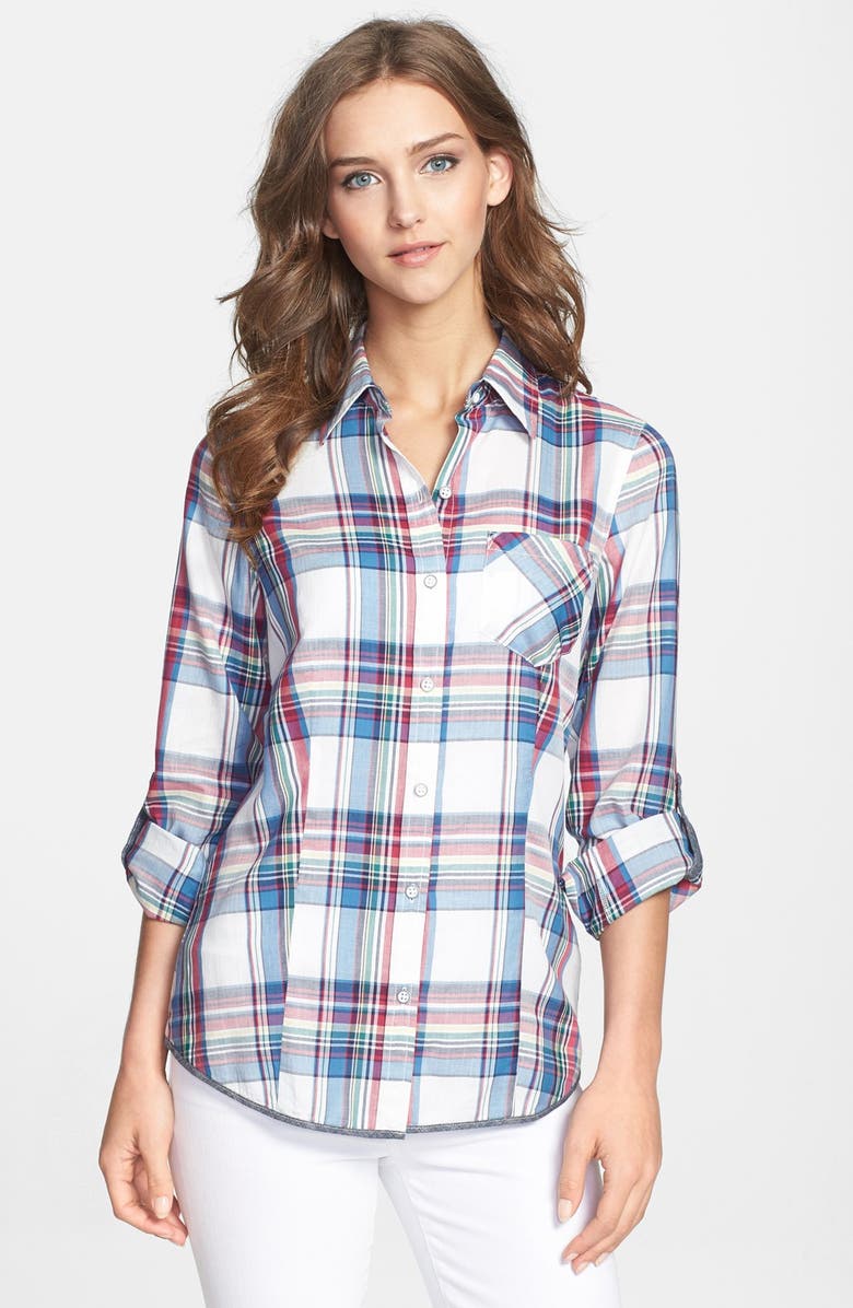 Foxcroft Modern Fit Contrast Trim Plaid Shirt (Regular & Petite ...