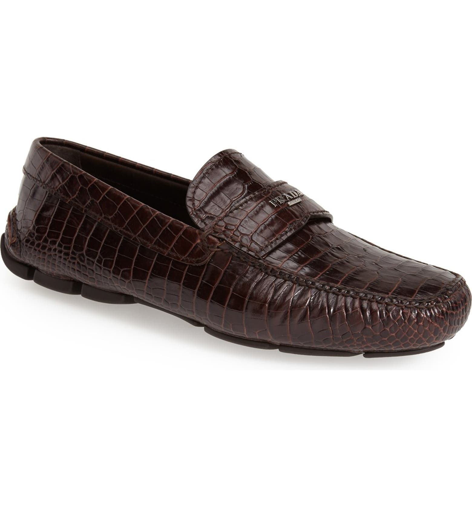 Prada Croc Embossed Driving Shoe (Men) | Nordstrom