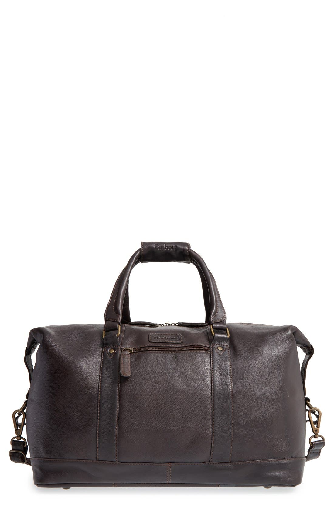 barbour leather duffle bag