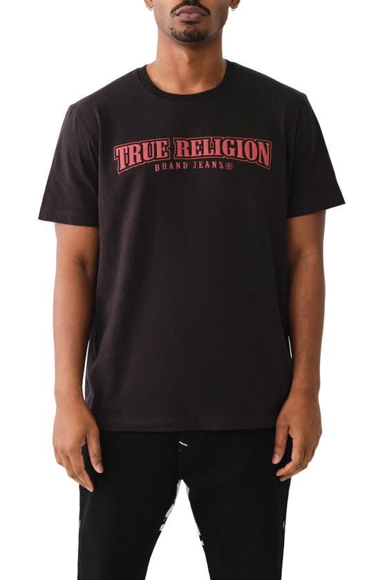 Shop True Religion Brand Jeans Relaxed Fit Logo Graphic T-shirt In Jet Black