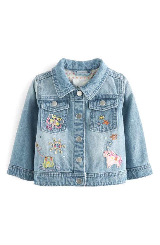Next Kids' Embroidered Unicorn Denim Jacket In Denim Indigo