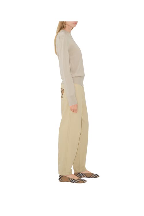Burberry Check Label Cotton Jogging Pants In Nutmeg