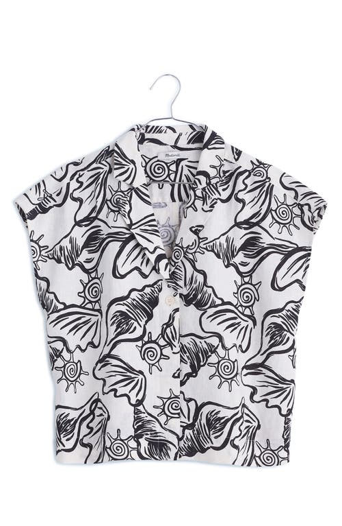 MADEWELL MADEWELL BOXY CAP SLEEVE LINEN BUTTON-UP SHIRT 