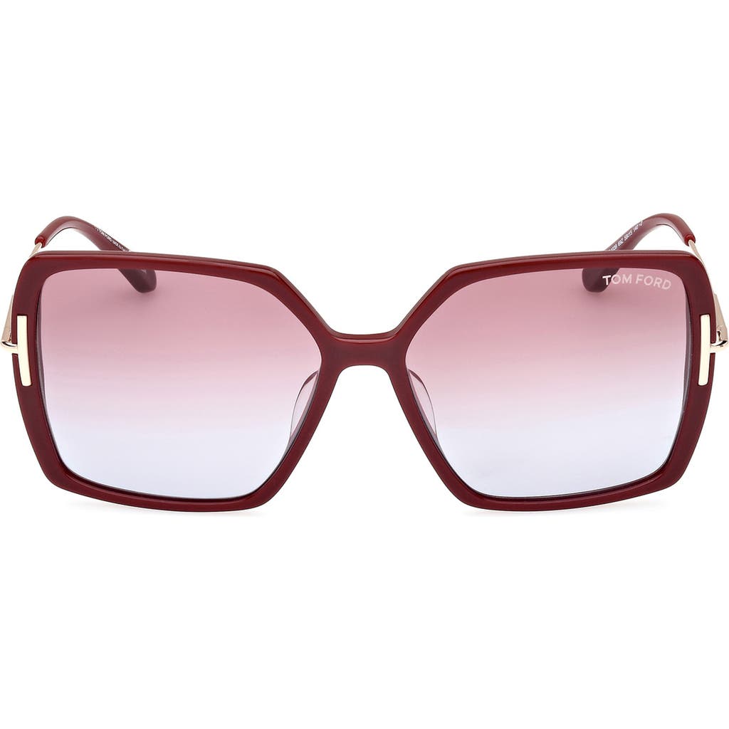 Shop Tom Ford Joanna 59mm Gradient Polarized Butterfly Sunglasses In Shiny Bordeaux/rose