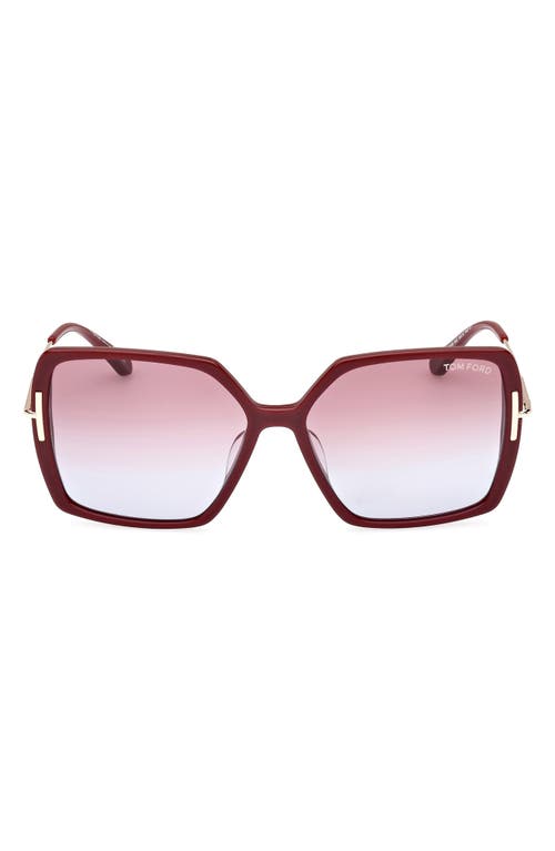 TOM FORD Joanna 59mm Gradient Polarized Butterfly Sunglasses in Shiny Bordeaux /Rose at Nordstrom