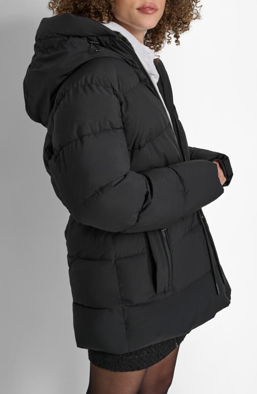 Dkny Stretch Puffer Jacket In Ebony
