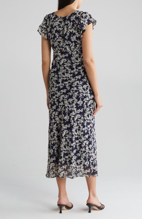 Shop Wishlist Floral Print V-neck Maxi Dress In Navy/cream