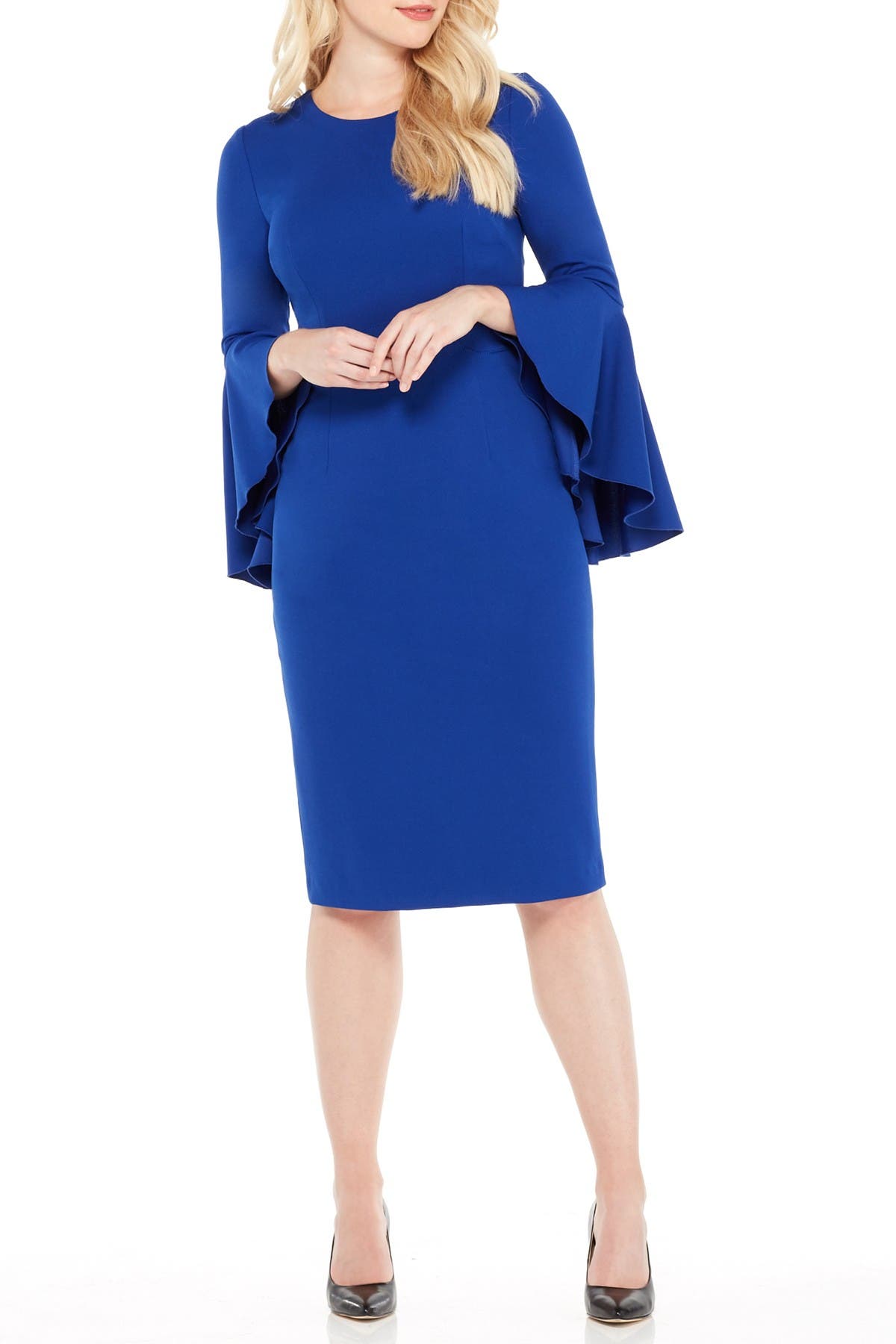 Maggy London Sasha Bell Sleeve Midi Dress In Bright Blue4