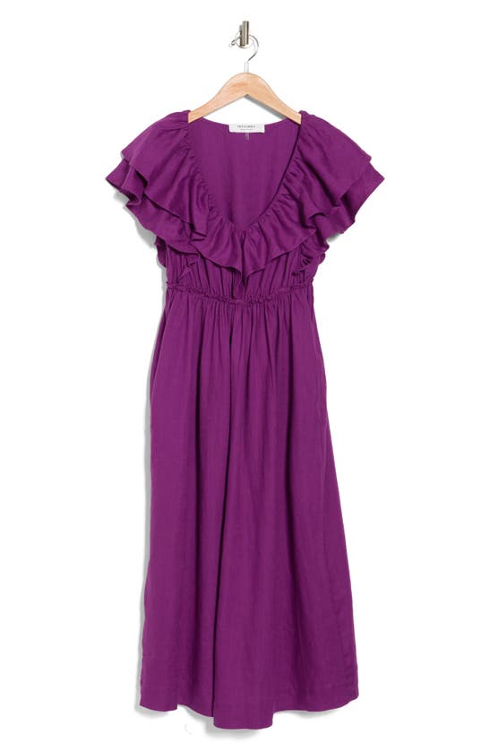Trina Turk Play Ruffle Empire Waist Linen Midi Dress In Wild Aster