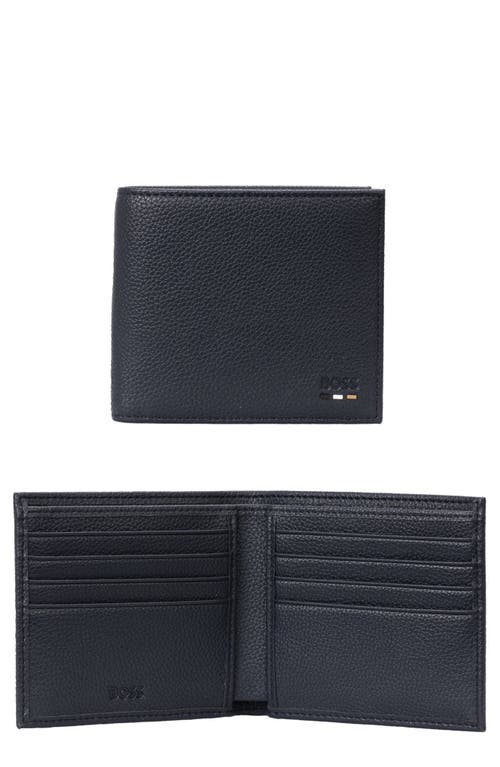 BOSS - Faux-leather wallet with perforated signature stripe