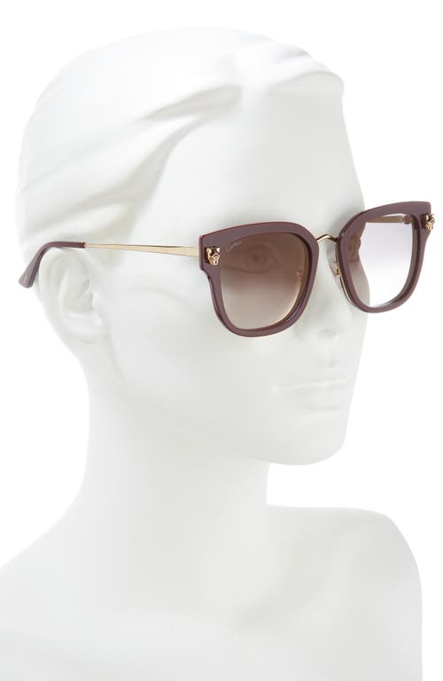 Shop Cartier 55mm Gradient Round Sunglasses In Burgundy