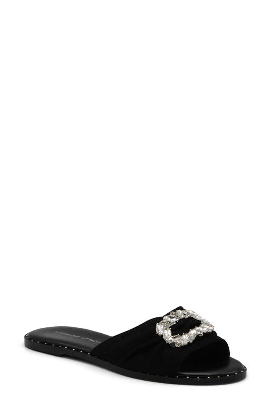 Adrienne Vittadini Falace Embellished Slide Sandal In Black-sd