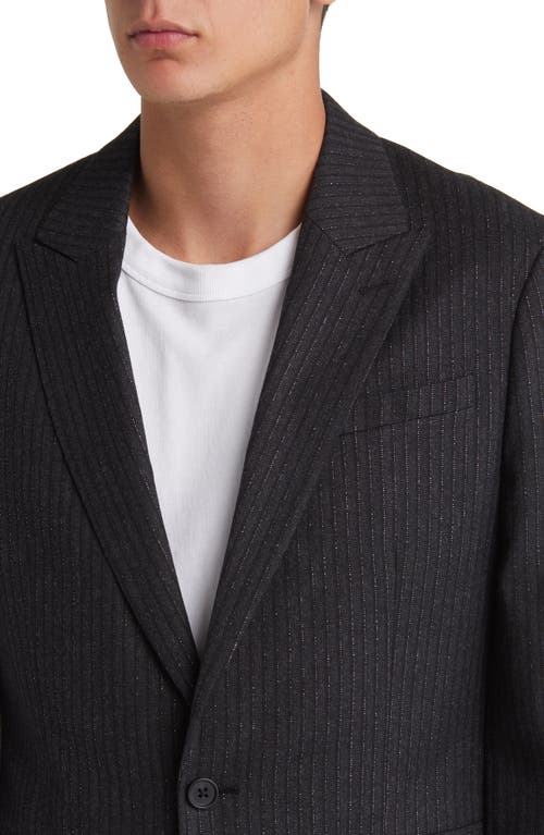 Allsaints Androm Metallic Pinstripe Blazer In Charcoal Grey