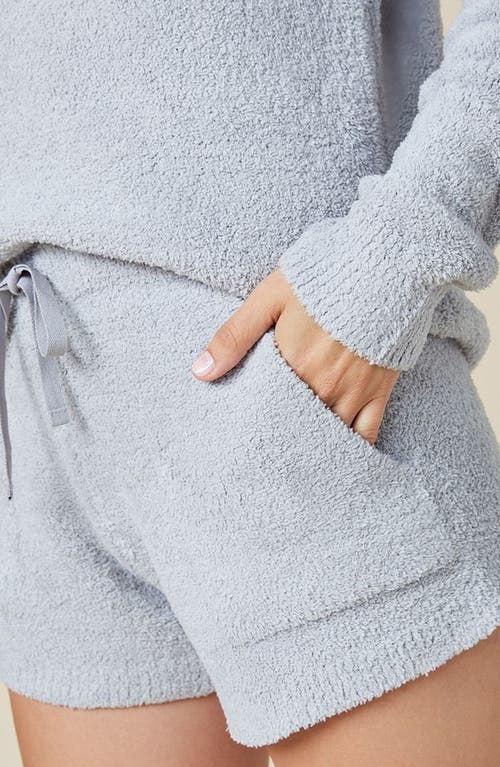 Softies Solid Marshmallow Hoodie Short Set In Grey