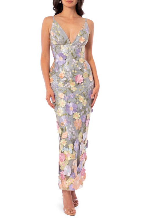 HELSI Norah Sequin Appliqué Gown in Periwinkle Floral