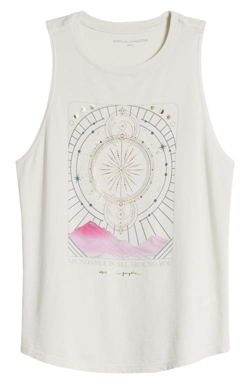 Shop Spiritual Gangster Abundance Jade Cotton & Modal Graphic Muscle Tank In Birch