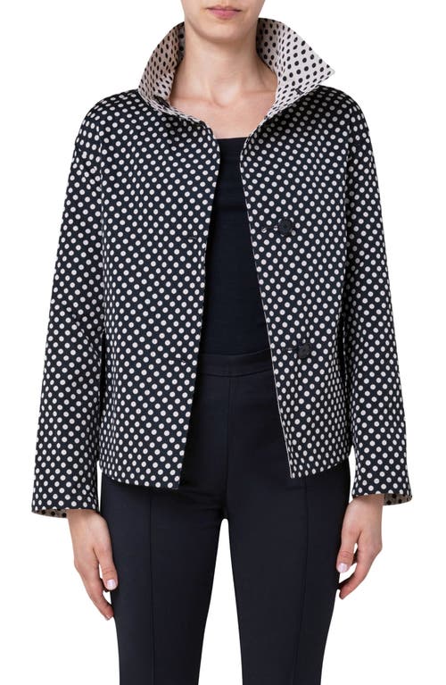 Akris punto Polka Dot Reversible Jacket Black Cream at Nordstrom,